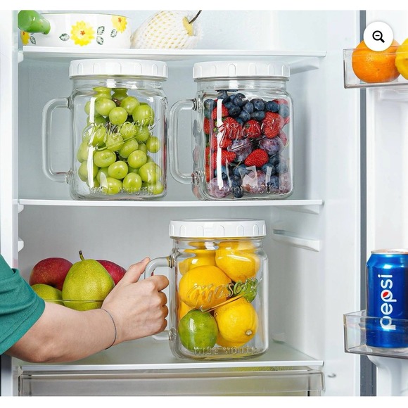 2 Pack Glass Wide Mouth Mason Jars, 74 oz Large Mason Jars with Handles for Seal - Picture 3 of 6